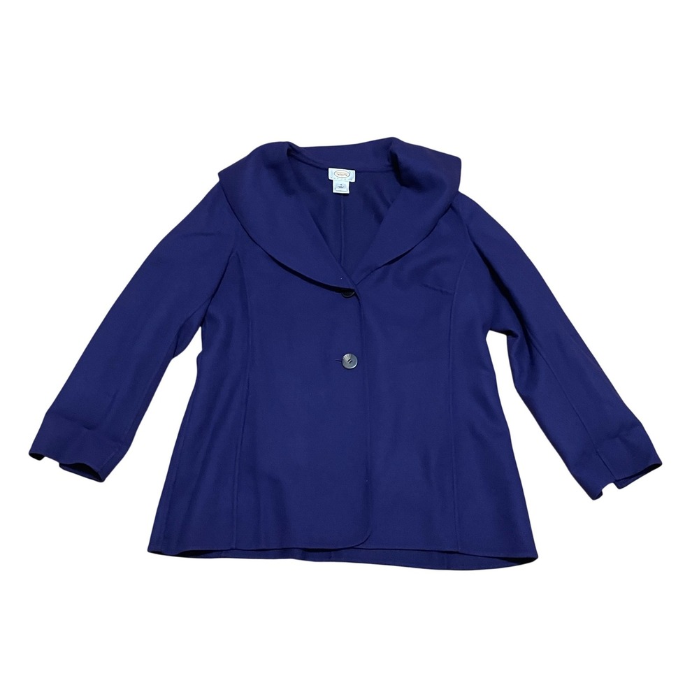 Talbots Petites Women's 16P Purple 100% Wool Shawl Collar 2 Button Blazer Jacket